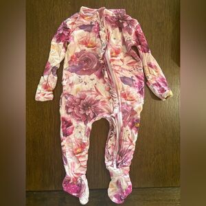 Posh Peanut Ruffle Pink and Purple Floral footie